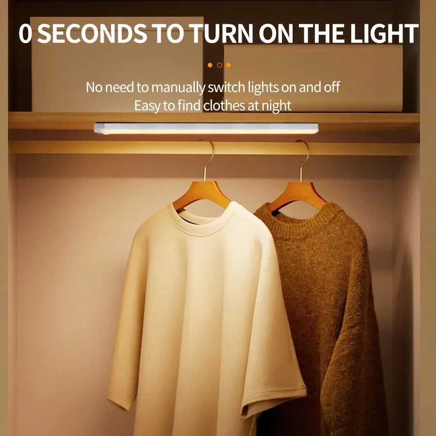 Cabinet Light USB Rechargeable Motion Sensor LED Bar Light Induction Night Light Portable Kitchen Bedside Wardrobe Closet Aisle