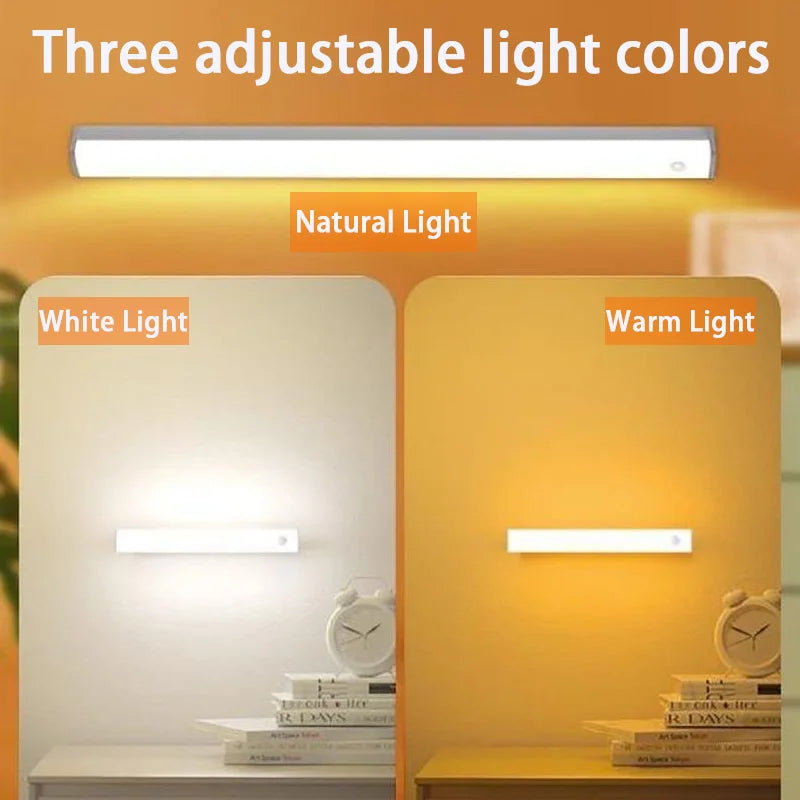 Cabinet Light USB Rechargeable Motion Sensor LED Bar Light Induction Night Light Portable Kitchen Bedside Wardrobe Closet Aisle