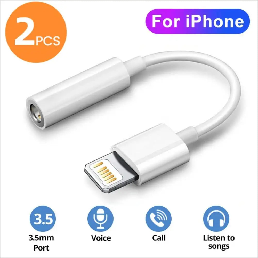 For IOS Adapter to 3.5mm Jack AUX Cable For iPhone 14 13 12 11Pro Max Male to Female Adapter Headphone Converter Audio Splitter